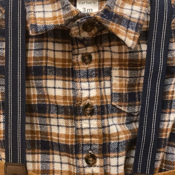 Super cute flannel pants and suspenders set - Picture 2 of 4